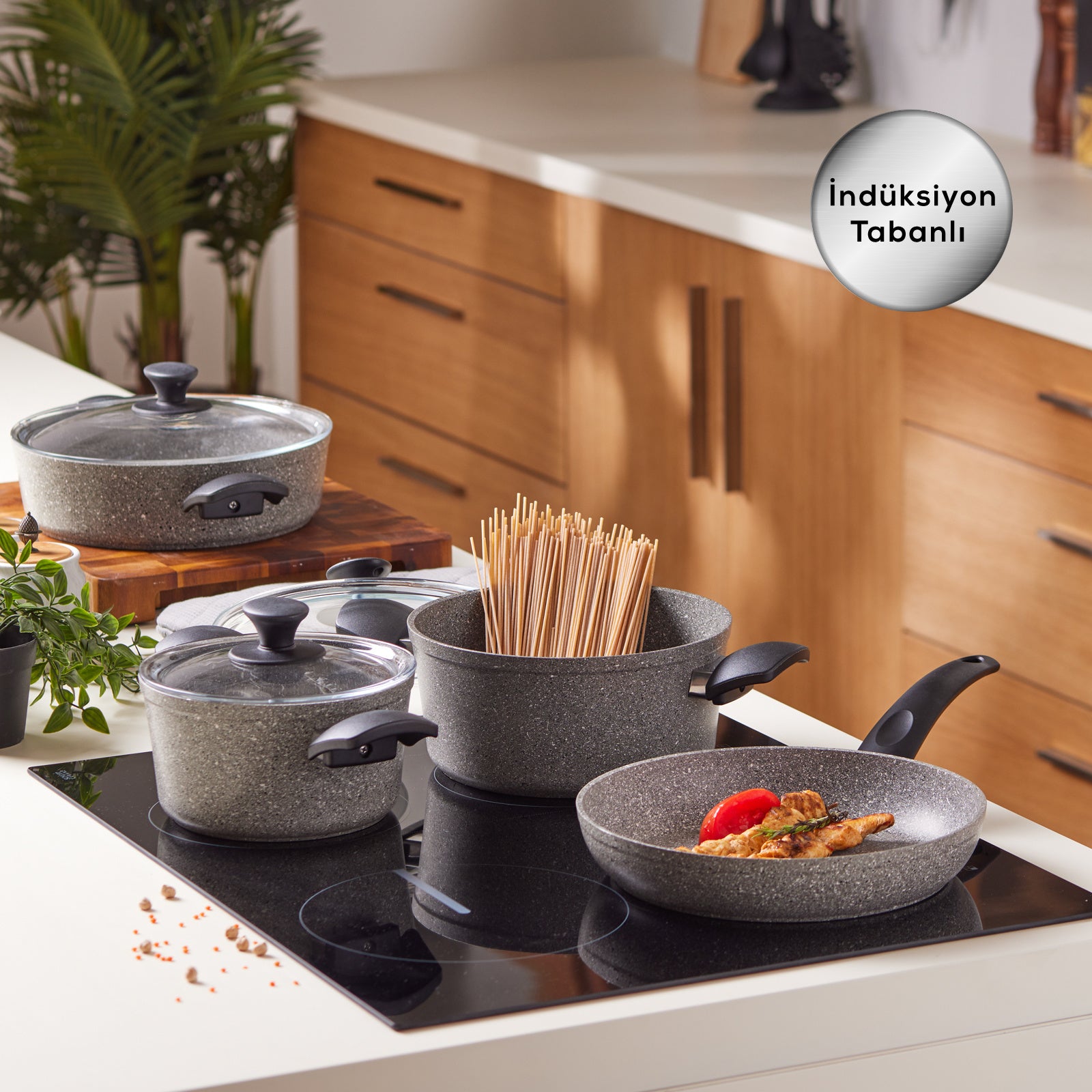 Cookware BioGranite 4 Pieces Granite Cookware Pot and Pan Set NonStick  Coating