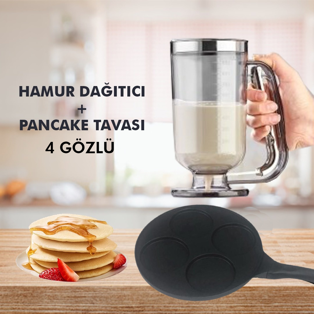 4 Hole Pancake Pan + Dough Dispenser (Grey) –
