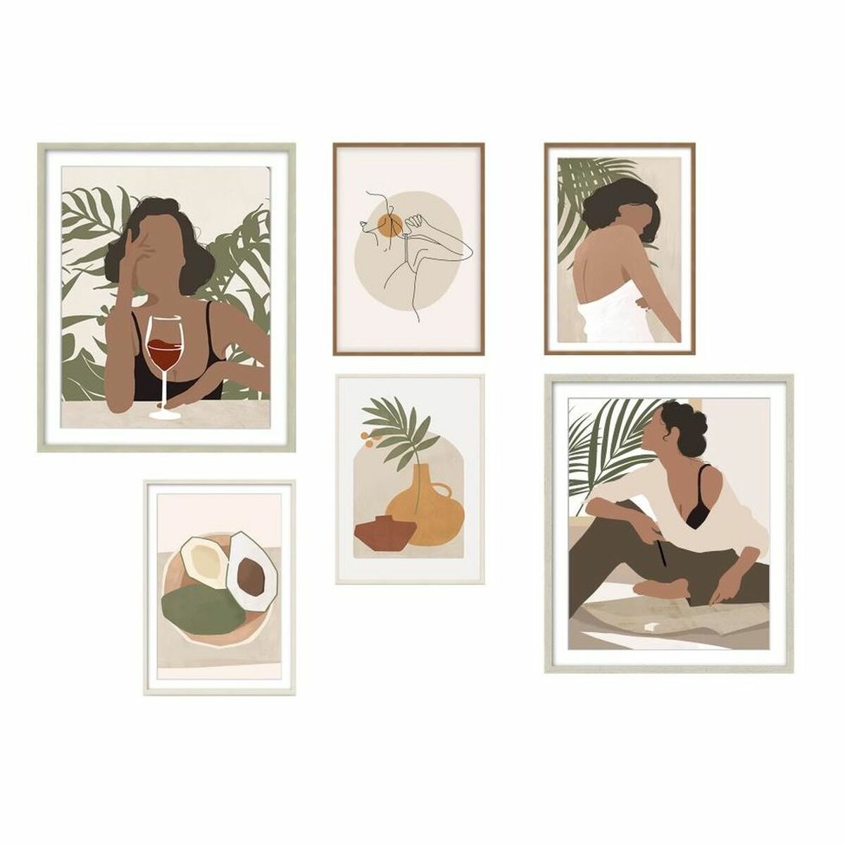 Satz mit 6 Bildern DKD Home Decor Frauen (30 x 2 x 40 cm)