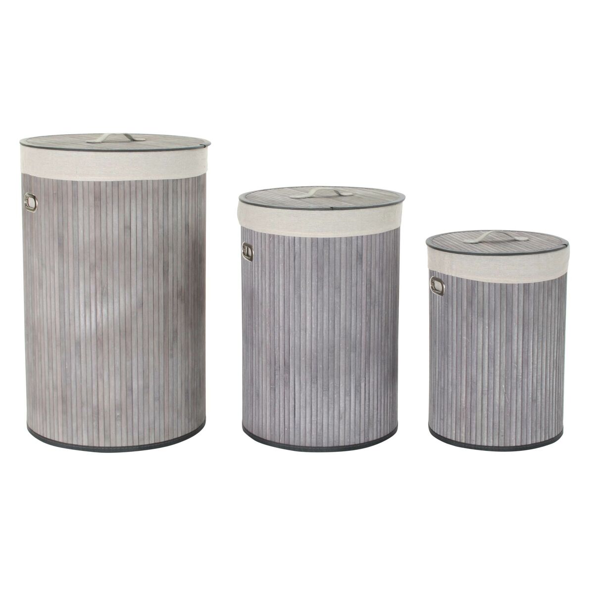 Set of Baskets DKD Home Decor Beige Grey Bamboo 38 x 38 x 60 cm (3 Pieces) (2 Units)