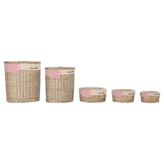 Set of Baskets DKD Home Decor Red Beige Natural wicker Cottage 51 x 37 x 56 cm (5 Pieces) (5 Units)