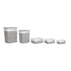 Set of Baskets DKD Home Decor Grey wicker 44 x 34 x 56 cm (5 Pieces)