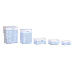 Set of Baskets DKD Home Decor Blue Celeste wicker Children's 44 x 34 x 56 cm (5 Pieces)