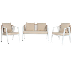 Tisch mit 3 Sesseln Home ESPRIT Weiß Stahl 123 x 66 x 72 cm