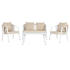 Tisch mit 3 Sesseln Home ESPRIT Weiß Stahl 123 x 66 x 72 cm