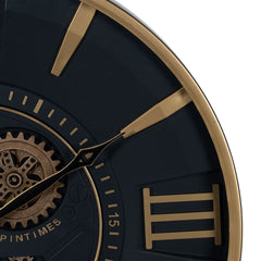Wall Clock Black Golden Crystal Iron 59 x 8,5 x 59 cm (3 Units)