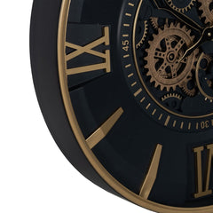 Wall Clock Black Golden Crystal Iron 59 x 8,5 x 59 cm (3 Units)