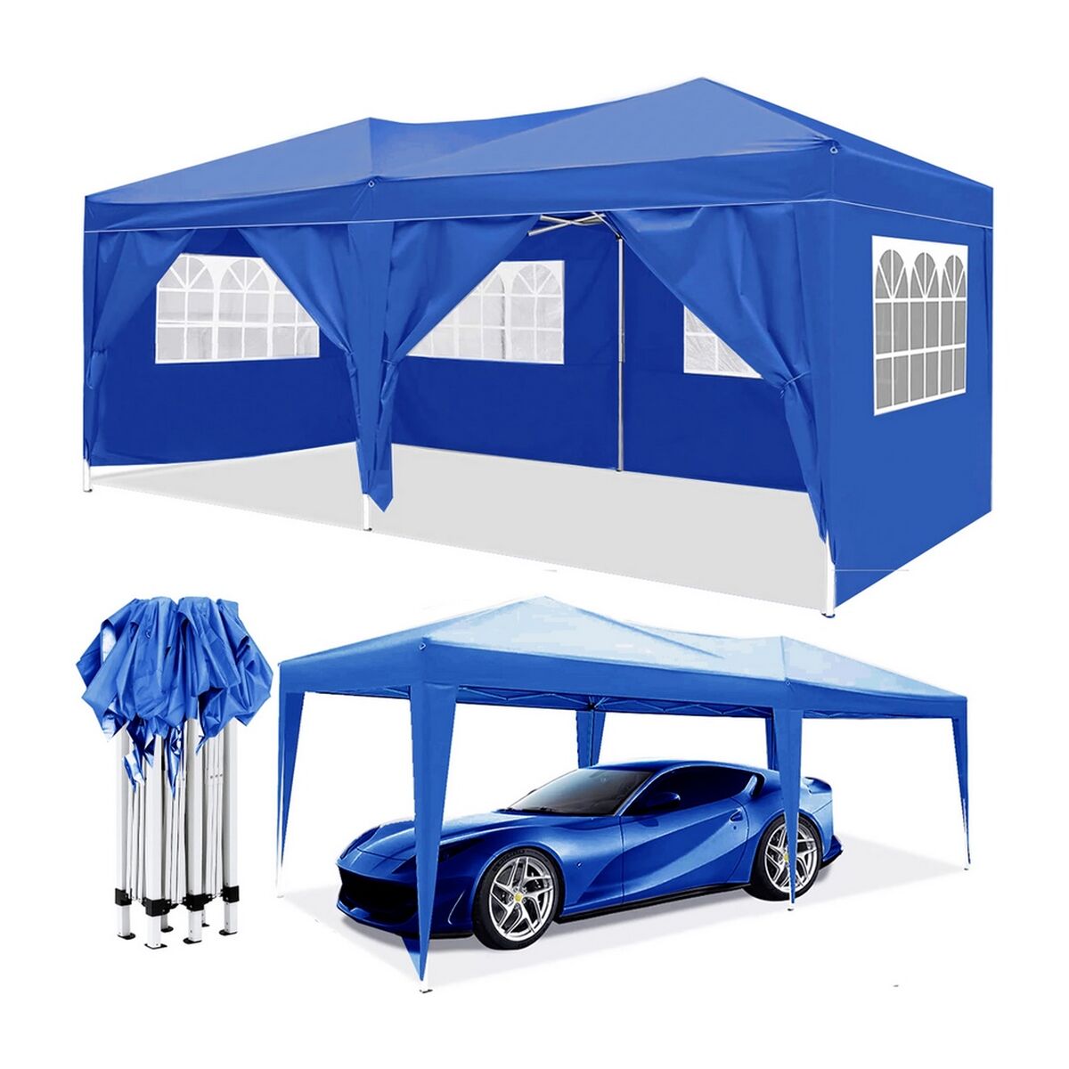 Pérgola Acero 600 x 300 x 260 cm Azul