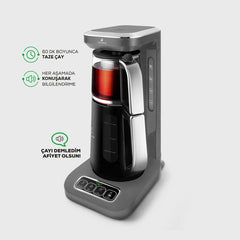 Karaca Caysever Robotea Pro 4 en 1 Tam Otomatik Konusan Cay y Filtre Kahve Makinesi Gri 