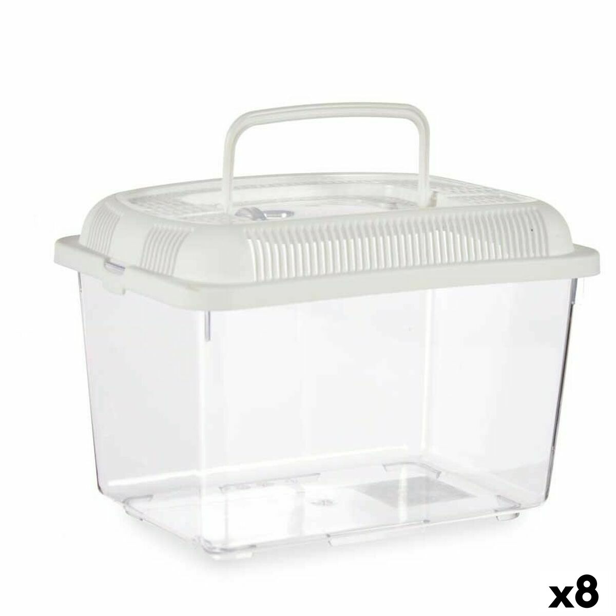 Fish tank With handle Large White Plastic 7 L 20 x 20 x 30 cm (8 Units)