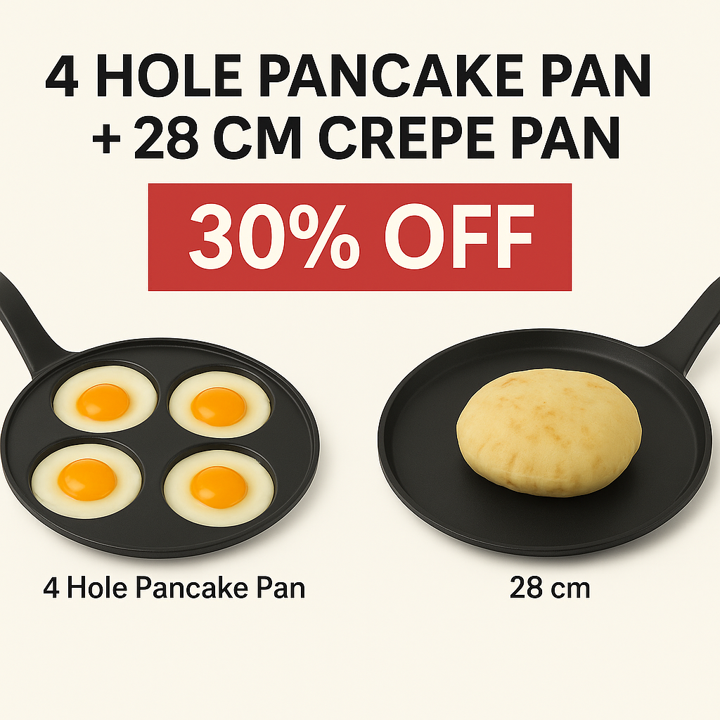 4-Loch-Pfannkuchenpfanne + 28 cm Crêpe-Pfanne