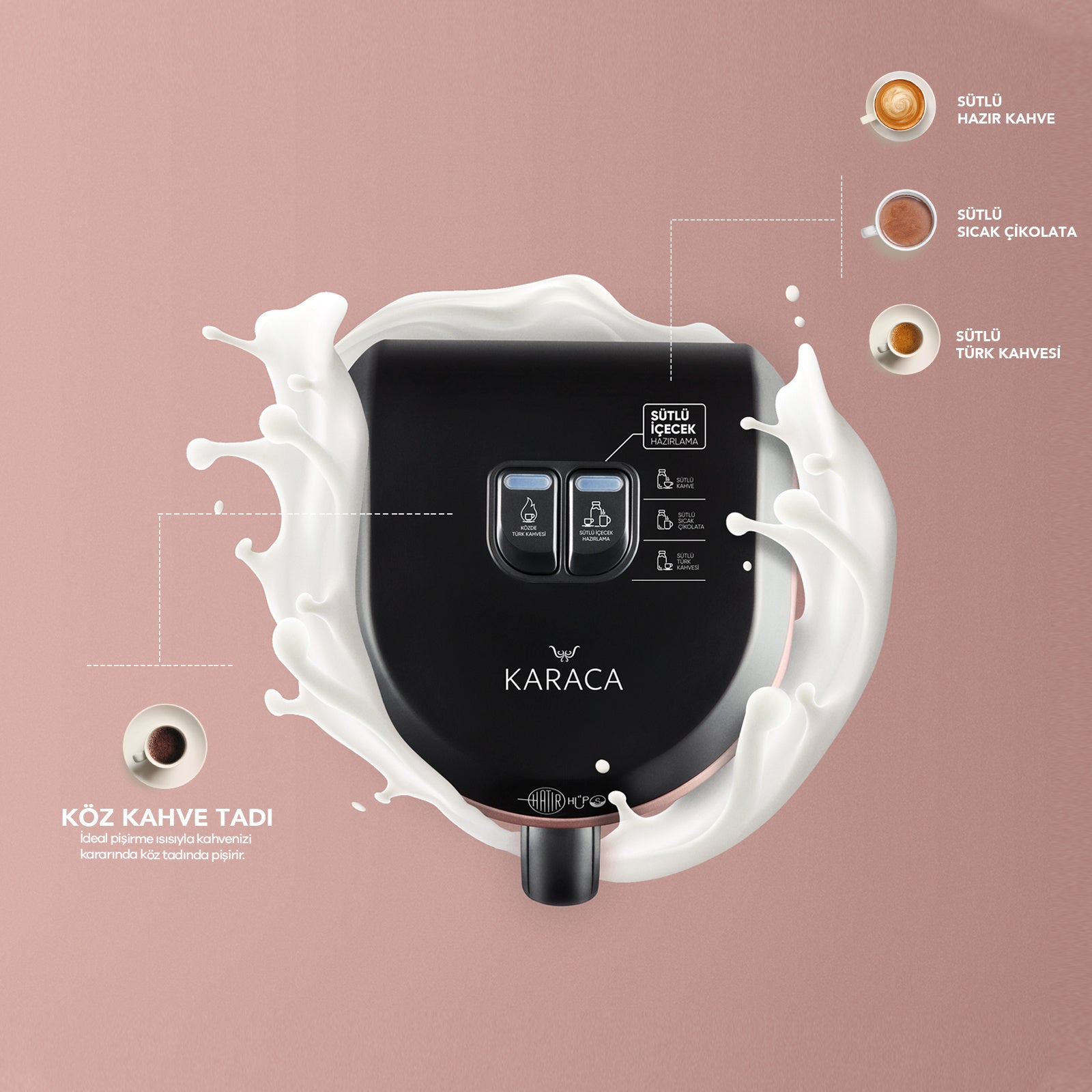Karaca Hatır Hüps Turkish Coffee Machine and Milk Steamer, Rose Gold -  KARACA UK