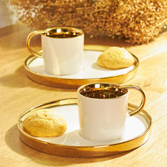Karaca Levin White Set of 2 Coffee Cups 100 ml