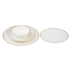 Karaca Alicia 24 pièces vaisselle ronde en porcelaine dorée pour 6 personnes