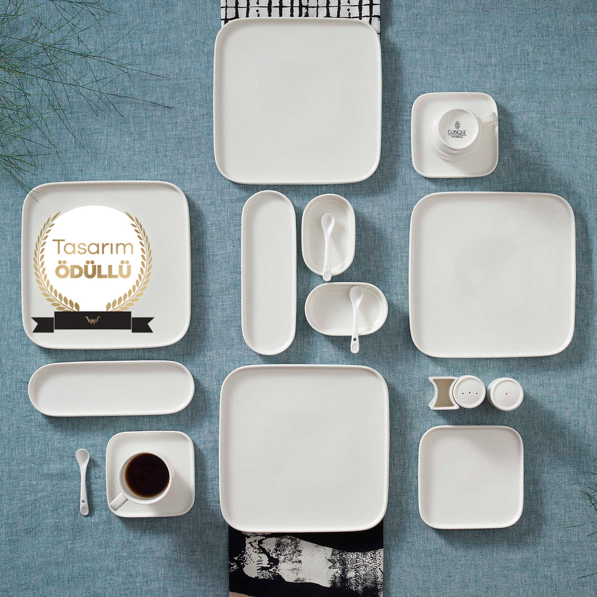 Karaca Cubique 35 Pieces 6 Person Porcelain Breakfast/Serving Set