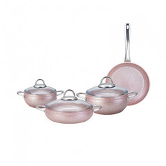 Karaca Avanos Rose Bio Granite 7 Piece Cookware Set