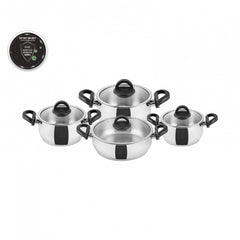 Karaca Florya 8 Pieces Black Antibacterial Handled Steel Cookware Set