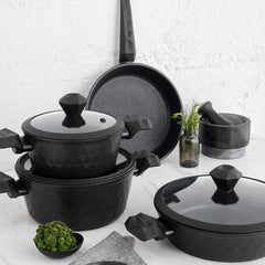 Karaca Bio Diamond Antibacterial 7 Piece Cookware Set with Handle and Induction Base