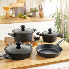 Karaca Bio Diamond Antibacterial 7 Piece Cookware Set with Handle and Induction Base