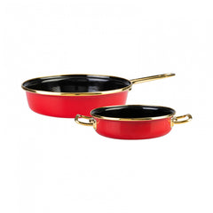Karaca Retro Enamel Red Frying Pan Set