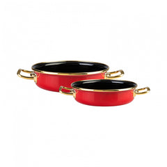Karaca Retro Emaille 2er Set Rot
