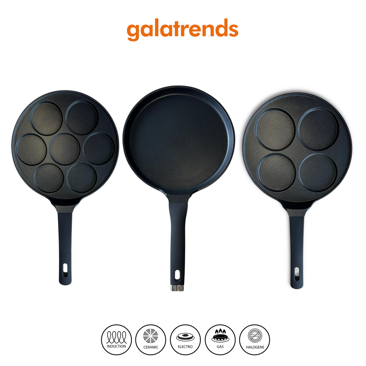 28 CM CREPE PAN & 7 HOLE PANCAKE PAN & 4 HOLE PANCAKE PAN