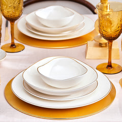 Karaca Middle Streamline Gold 56 Pieces 12 Person Dinnerware