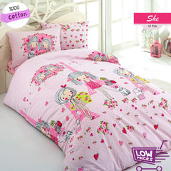 ENSEMBLE HOUSSE DE COUETTE SIMPLE ROSE SHE V1