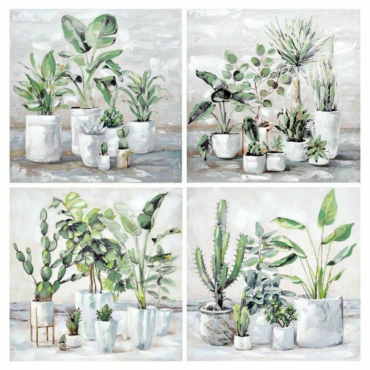 Painting DKD Home Decor 80 x 3 x 80 cm Plant pot Scandinavian (4 Pieces)