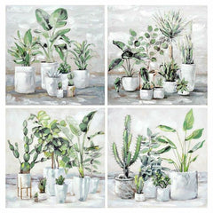 Painting DKD Home Decor 80 x 3 x 80 cm Plant pot Scandinavian (4 Pieces)