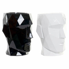 Planter DKD Home Decor 29 x 26 x 34,5 cm Face Black White Resin (2 Units)