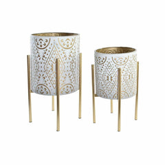 Set of pots DKD Home Decor Golden Metal White Arab (35 x 35 x 58 cm)