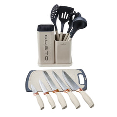 Karaca Gusto Cream 12 Piece Knife/Cutting Board Set