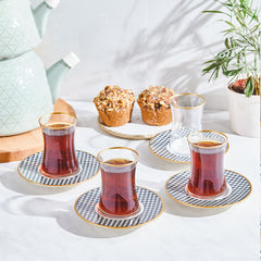 Juego de té Karaca Kazayağı de 12 piezas para 6 personas