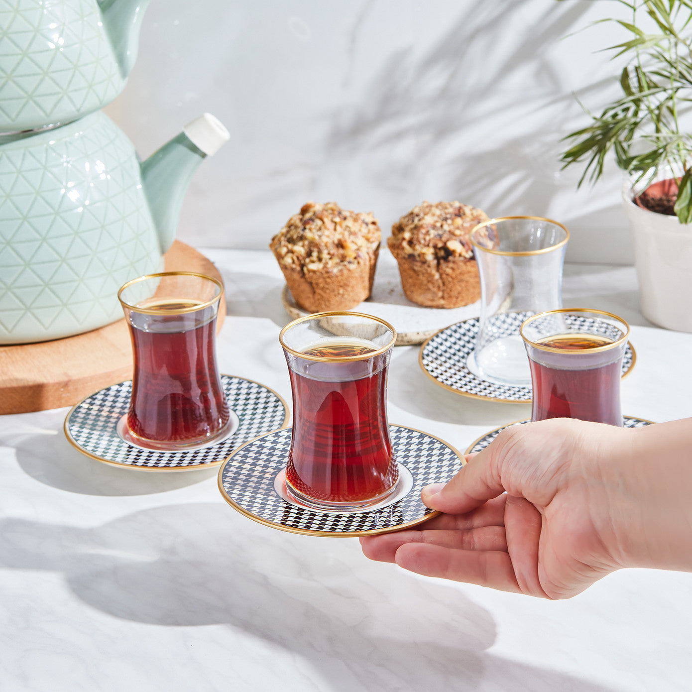 Service à thé Karaca Kazayağı 12 pièces pour 6 personnes –