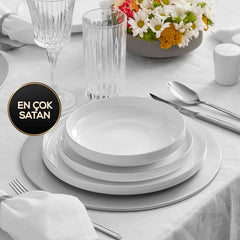 Karaca Streamline New Saturn Platinum 59 Pieces 12 Person Porcelain Dinnerware