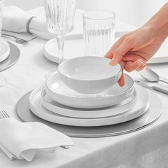 Karaca Streamline New Saturn Platinum 59 Pieces 12 Person Porcelain Dinnerware