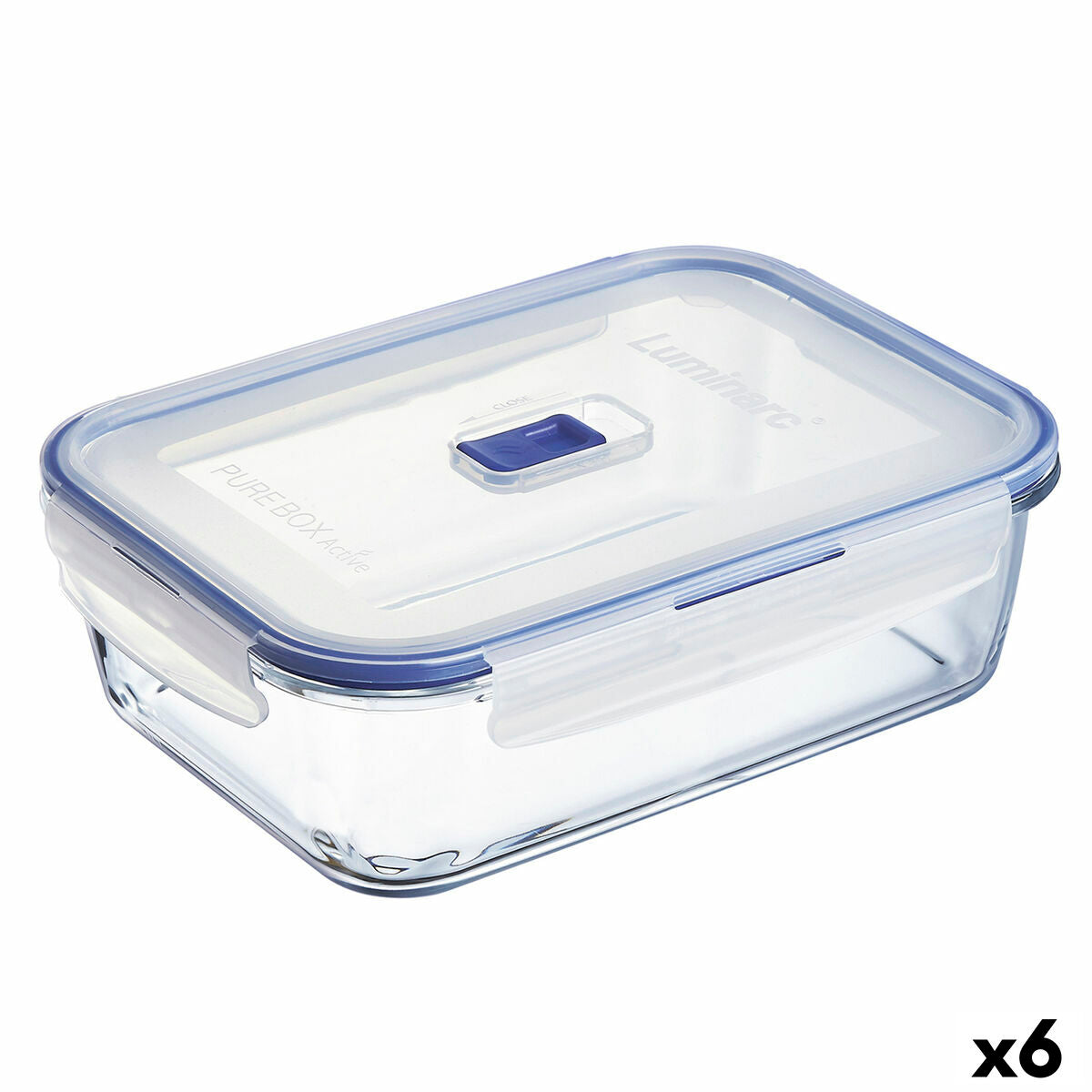 Hermetische Lunchbox Luminarc Pure Box Active 22 x 16 cm 1,97 l Zweifarbiges Glas (6 Stück)