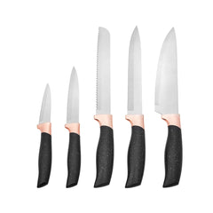 Karaca Gusto Juego de cuchillos y tablas de cortar de 12 piezas, color negro