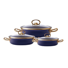 Karaca Piraye Enamel 3-Piece Cookware Set Navy Blue