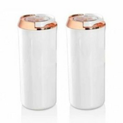 2 PIECES LUXURY ROUND VACUUM STORAGE CONTAINER SET | WHITE AND COPPER | VP 129