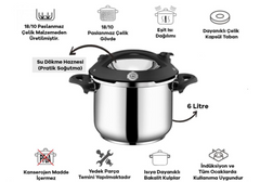 Taç Presto 6 Liter Pressure Cooker With Induction Base Black