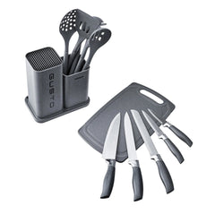 Karaca Gusto Juego de 12 cuchillos y tablas para cortar, color gris