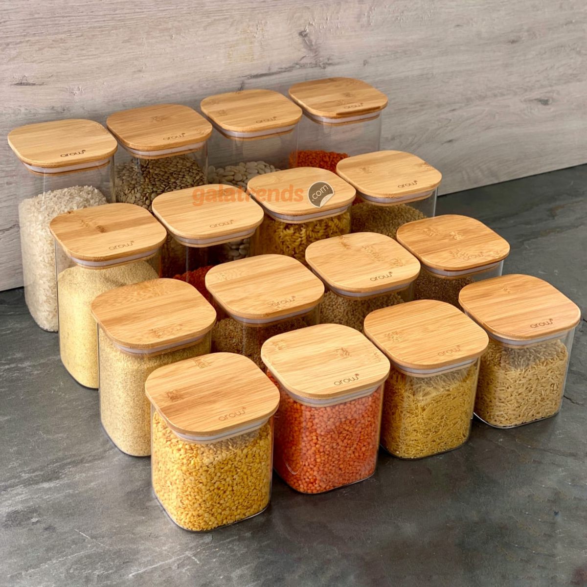 Arow 16 Piece Glass Storage Containers Bamboo Cover
