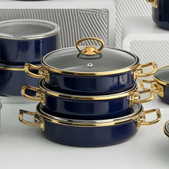 Karaca Piraye Enamel 3-Piece Cookware Set Navy Blue