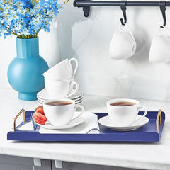 Karaca Set mit 6 weißen Teetassen