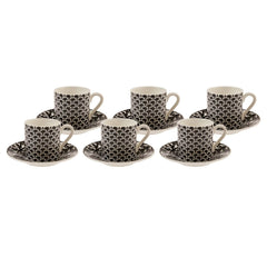 Karaca Leny Zwart Set van 6 Koffiekopjes 80 ml