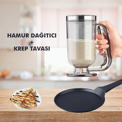 Crêpière En Fonte 28 Cm + Spatule À Pâte (Grise)