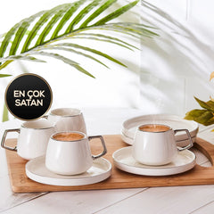 Karaca Saturn Platin Set van 6 Koffiekopjes 90 ml