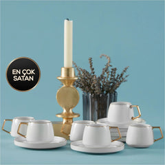 Karaca Saturn Set of 6 Coffee Cups 90 ml Gold
